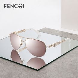 FENCHI Pink Sunglasse Pilot Vintage Female Sun Gases UV 400 White Shades Zonnebril Dames Feminino De Sol 220514