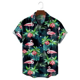 Men's Casual Shirts Hawaiian And Flamingo Pattern Print Fashion Vacation Beach Style Summer For Men WomenMen's