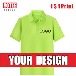 YOTEE cotton short-sleeved polo shirt company group business casual custom embroidery men's polo custom 17 Colours 220608