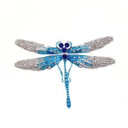 20 Pcs/Lot Custom Blue Rhinestone Brooch Animal Dragonfly Insect Brooches Pins For Women Men Gift