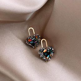 Stud South Korea's Design Fashion Jewelry Vintage Black Crystal Love Earrings Elegant And High-end Women's Prom EarringsStud