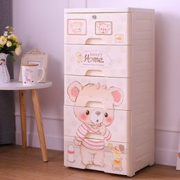 Childrens Wardrobe Drawer Type Cartoon Simple Toy Finishing Cabinet Plastic Storage Box Y200628