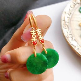 Dangle & Chandelier Natural Emerald Dry Sapphire Earrings Round Geometric 14 Pack Gold Ear Hooks Women's Jewellery Charm Hoop Kolczyki Dam