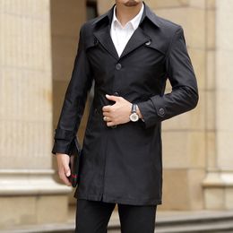 Men's Trench Coats Thoshine Brand Spring Autumn Men Long Trench Coats Superior Quality Buttons Male Fashion Outwear Jackets Smart Casual Plus Size 220826