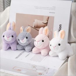 Cute 12 Cm Bunny Plush Toy Simulation Doll Little White Rabbit Plush Keychains Children Girl Birthday Gifts 4 Color