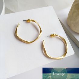Silver Needle European and American Style Ear Hoop Ring Simple Geometric Elegant Matte Metal Quality Earrings Women