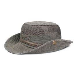 Berets Breathable Mesh Bucket Hat Outdoor Summer Cap Hiking Sun Unisex Boonie Wide Brim Cotton Fishing Hats