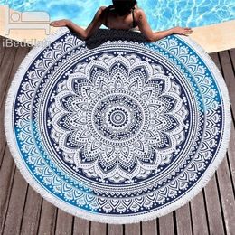 Towel Mandala Microfiber Fabric Beach For Adult Yoga Mat Tassel Bohemia Large Round Cotton 150cm Tapestry Home Decor Y200429