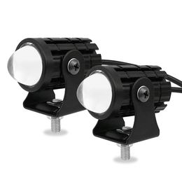 Motorcycle LED Light 6000K 3000K Projector Lens Dual Colour ATV Scooter Driving for Cafe Racer Light Auxiliary Spotlight Lamp Car