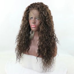 Synthetic Wigs Water Wave Wig For Women Heat Resistant Lace Front Wigs Pre Plucked Hairline Colored Curly