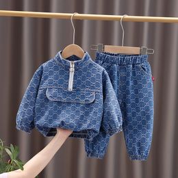 Conjunto de roupas para meninos e meninas, conjunto de duas peças de manga comprida para crianças, primavera e outono