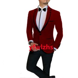 Customise tuxedo One Button Handsome Notch Lapel Groom Tuxedos Men Suits Wedding/Prom/Dinner Man Blazer(Jacket+Pants+Tie+Vest) W1063