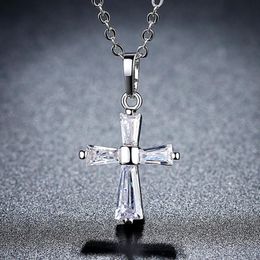 Pendant Necklaces Arrival Rose Gold Colour Jesus Cross For Women Crystal O-chain Necklace Bijoux JewelryPendant