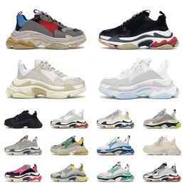 OG Top Quality Triple s Women Men Runner Paris 17fw Casual Shoes Lace-up Thick Bottom Black White Pastels Curry Grey Yellow Pantoufle Vintage Sneakers Trainers