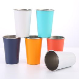 Stainless Steel Tumbler Single Wall Mugs 17oz/500ml Beer Mug Coffee Cup Water Glass Full Sizes Reusable SN4502
