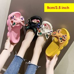 9cm3.5 inch Height Womens Shoes Wedge Slide Fashion Shoes Woman y Sandals Y200624