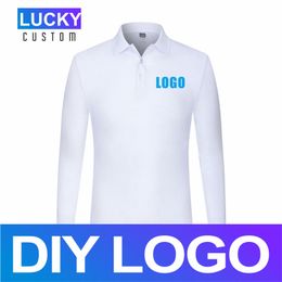 Men's Long-Sleeved Blouse Polo Shirt Custom Printed Embroidery Business Casual Comfortable Lapel Overalls Lucky Custom 3Xl 220608