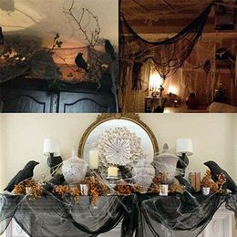 Black Gauze Net Halloween Decoration For Home Scary Haunted House Prop Net Window Spider Web Halloween Party Ghost Dress Up 220815