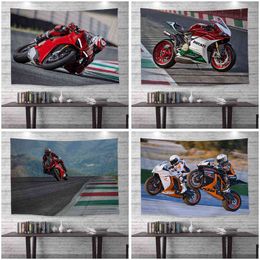 Hanging Cloth Wall Fashion Tractor Background Flat Nightstand Decoration Room Bedroom Motorcycle Tapestry J220804