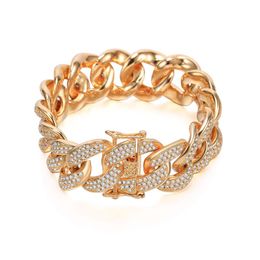 Charm Bracelets Luxury Big Chain Bracelet For Women Men Gold Color Micro Paved Cubic Zircon Hip Hop Jewelry Gift Box 18mmCharm