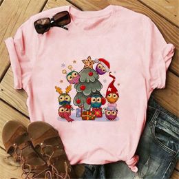 Women's T-Shirt Women T Shirts Kawaii Animal Printed Tshirt Summer Short Sleeve Harajuku Cartoon Merry Christmas Graphics Shirt Female Cloth