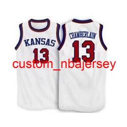 Custom 604 Youth women Vintage #13 Wilt Chamberlain Kansas Jayhawks KU Basketball Jersey Size S-4XL or custom any name or number jersey