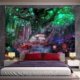 Tapestry Psychedelic Mushroom Forest Carpet Wall Hanging Tree Of Life Landscape