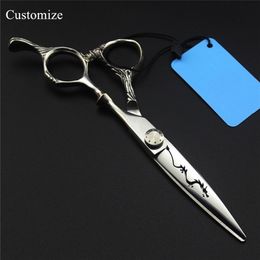 Customize japan 6'' Hollow Dragon hair salon scissors cutting barber makas thinning scissor haircut shears hairdressing 220317