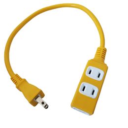 AC Power Cable Charge Suppply Socket Plug to 3 Port Outlet Receptacle US Standard Yellow 15A 45cm