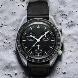 Montre-bracelets Mega Xswatch Bioceramic Couple Watch Swiss Quartz Movement 42 mm Sangle en nylon étanche et facile à porter