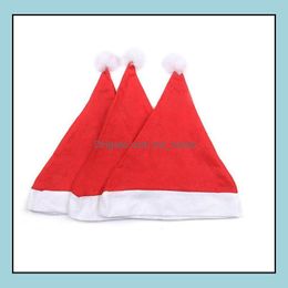 Party Hats Festive Supplies Home Garden 1500Pcs Red Santa Claus Hat Tra Soft Plush Christmas Cosplay Hats-Christmas Decora Dht0K