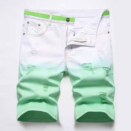 Jeans Denim Shorts Men Tie Dye Ripped Summer Designer Men's Bleached Retro Big Size Short Pants Trousers 28-42