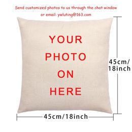 Baby Family Pets Custom Cushion Covers Printing Cotton Linen Pillow Case Customized Cover For Sofa DIY case 220607