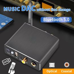 -Adaptateur de décodeur DAC Bluetooth 5.0 récepteur AMP AMP U-Disk KTV microphone optique coaxial à la télécommande de convertisseur analogique