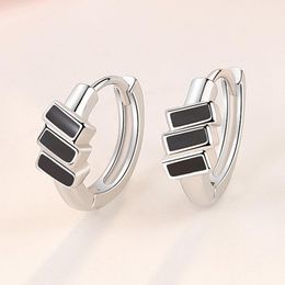 Hoop & Huggie 925 Sterling Silver Stud Earrings Black Earring For Women Fashion Jewellery Girl Womens Accessories