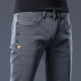 BROWON Korean Style Skinny Jeans Men Ripped Fashion Mid Waist Long Length Stretch Denim Pant Plus Size Slim Pencil Jeans 201123