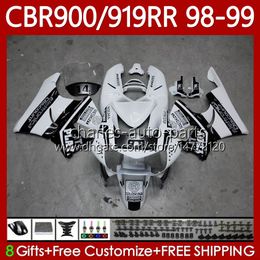 Fairings Kit For HONDA CBR 919RR 900RR White black 900CC 919CC CBR919 CBR900 RR CBR919RR 98 99 Body 127No.54 CBR 900 919 RR CC 1998 1999 CBR900RR 1998-1999 OEM Bodywork