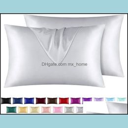 20*26 Inch Silk Satin Pillow Case Cooling Envelope Pillowcase Ice Silks Skin-Friendly Pillowslip Er Bedding Supplies 19 Solid Drop Delivery