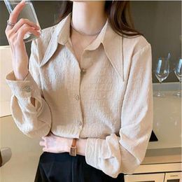 Women's Blouses & Shirts White Pink Korean Shirt Plus Size 4XL Loosen Vintage Design Turn Down Collar Single Breasted Clothes Women Fashi To