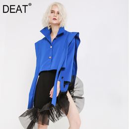 DEAT Spring Summer Solid Color Single Row Button Retro Trench Coat Short Coat Leading The Fashion Trend WI118 201023