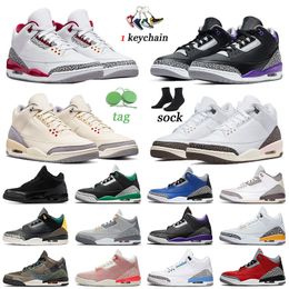 girls army boots UK - Wholesale 3 Jumpman Basketballs Shoes Black Cat Georgetown Men Women Muslin Shady 3s UNC Outdoor Cardinal Red Patchwork Trainers Pine Green Sneakers Sports