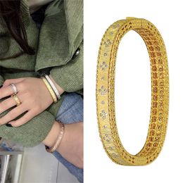 Office/Career Cuff Bangles Stone Crystal for Women Couple Gold Colour Charm Bracelets Indian Dubai Jewellery Christmas Gift Female 220519
