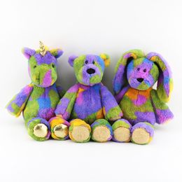 Stuffed Animals toys & plush Cute 35cm Colourful bear rabbit unicorn rainbow soft cute doll toy