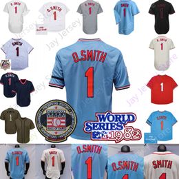 Ozzie Smith Jersey Vintage 1992 1982 WS Patch Baby Blue White Red Grey Pullover Hall Of Fame