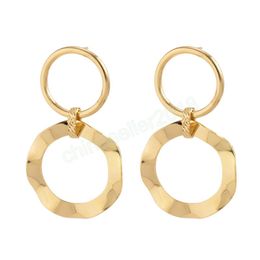 Oversized Gold Colour Metal Round Earrings for Women Ladies Vintage Circle Dangle Earrings Jewellery
