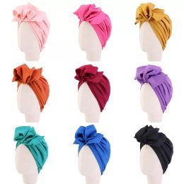 Baby children winter fall cap fashion knotted bow hats girl beanies Indian muslim bohemia caps colorful