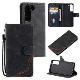 Leather Wallet Cases For Samsung S22 PLUS A33 A53 A13 S21 Ultra S21FE A32 A52 A72 A22 A12 Hit Colour Skin Feel Credit ID Slot Cash Contrast Holder stand Flip Cover