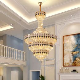 Modern Luxury LED K9 Crystal Chandeliers Ceiling Lights Shell Living Room Long Lamp Household Bedroom Fixutres Foyer Villas Staicase Hotel Lobby Mall Pendant Lamps