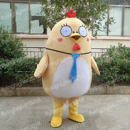 Hallowee Yellow Chicken Mascot Costume Cartoon Anime theme character Carnival Adult Unisex Dress Christmas Fancy Performance Party Dress