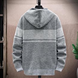 Men's Jackets Men Hoodie Warm Long Sleeves Plush Knitting Jacket For Daily Wear Knitted Coat Cardigan SweaterMen's